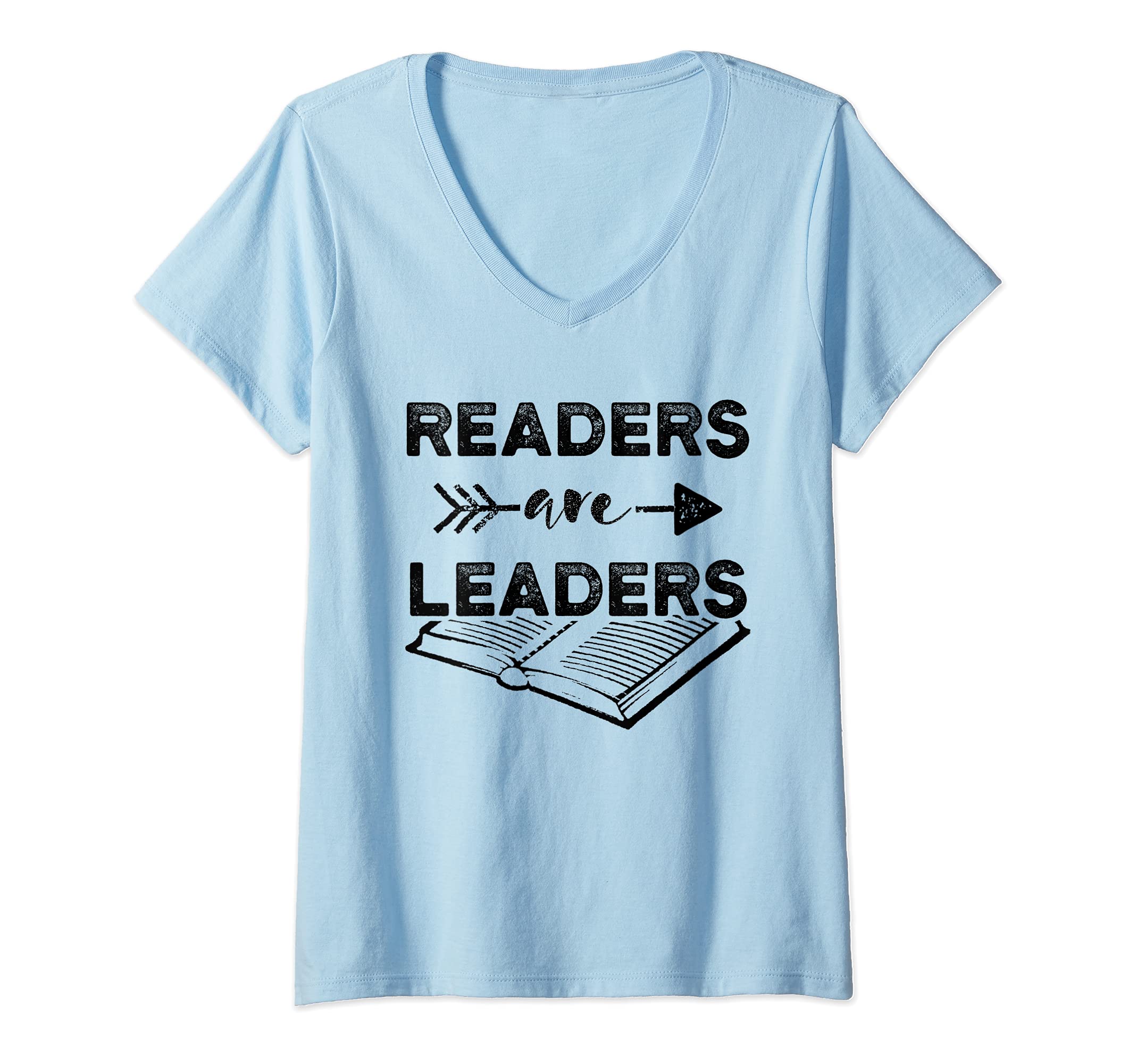Womens Readers Are Leaders Book Lover Reading V-Neck T-Shirt