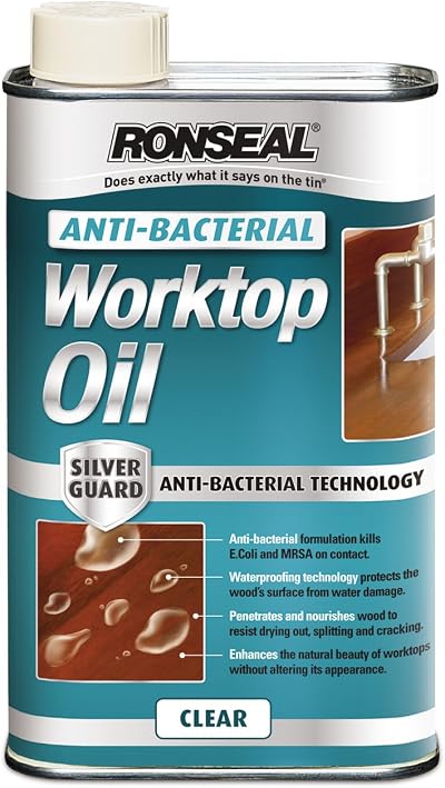 Ronseal ABWO500 500ml Anti-Bacterial Worktop Oil Protects & Nourishes Wood