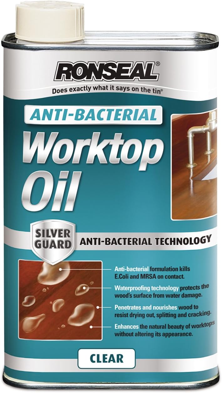 Ronseal ABWO500 500ml Anti-Bacterial Worktop Oil Protects & Nourishes Wood