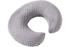 DONOMILO Minky Dots Nursing Pillow Cover, Case Plush Breathable Breastfeeding Pillow Slipcover Fits Nursing Pillow, Super Soft Snug Positioners for Baby Boy Baby Girl (Rose Gray)