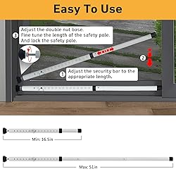 2 Pack Sliding Door Security Bar, Window Security