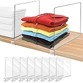 12 Inches Tall [Extra Tall Version] Shelf Dividers for Closet Organization and Storage, 8 Pack Purse Organizer for Closet Acrylic Bookshelf for Organization, Perfect for Sweater Shirts Handbags