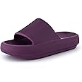 CUSHIONAIRE Feather Slides – Comfortable Cloud Cushion House Slippers for Women, Indoor Outdoor EVA Foam Foot Spa Shower Shoes, Non-Slip Arch Support
