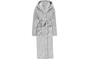 Mens Hooded Bathrobe Plush Warmth Winter and Autumn Sleepwear with Belt Pockets Comfy Nightgown House Clothing Daily