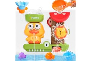 Bath Toys for Toddlers 1-3 Baby Bath Toy 6-12+ Months 1 Year Old Toys Bath Toys for Kids 3-5 with Gears & Cups Duck Water Bat