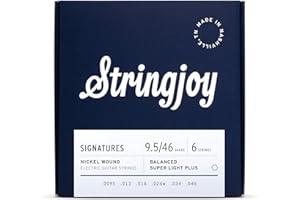 Stringjoy BAL95 Signature Nickel Electric Guitar Strings, (Balanced Super Light Plus Gauge - 9.5-46)