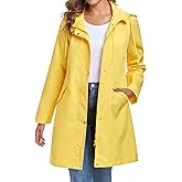 Bloggerlove Rain Jacket for Women Long Raincoat with Hood Lightweight Windbreaker Waterproof Outdoor Trench Coat