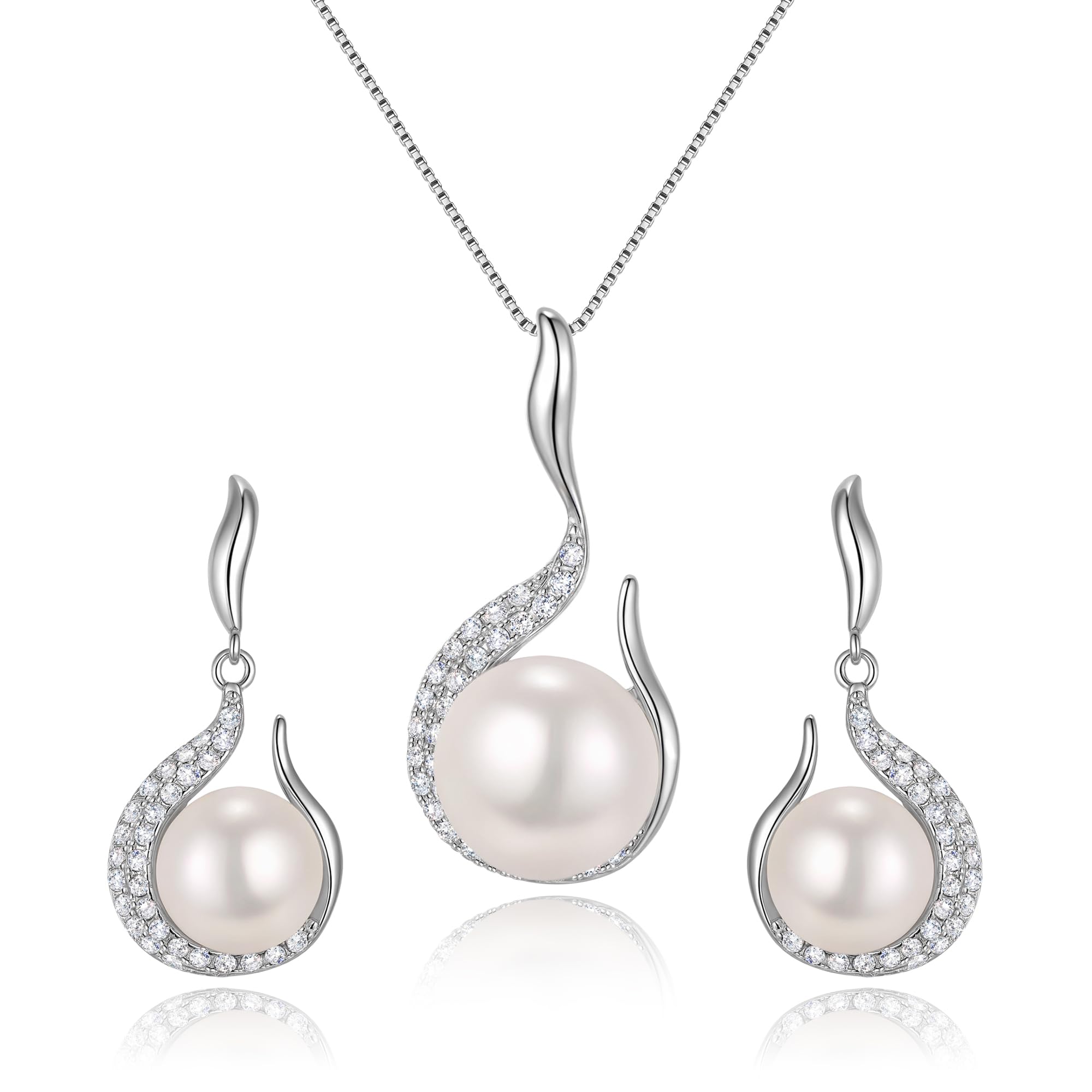 Ever Faith Women 925 sterling silver Sterling Silver Freshwater Cultured Colourless Cubic Zirconia