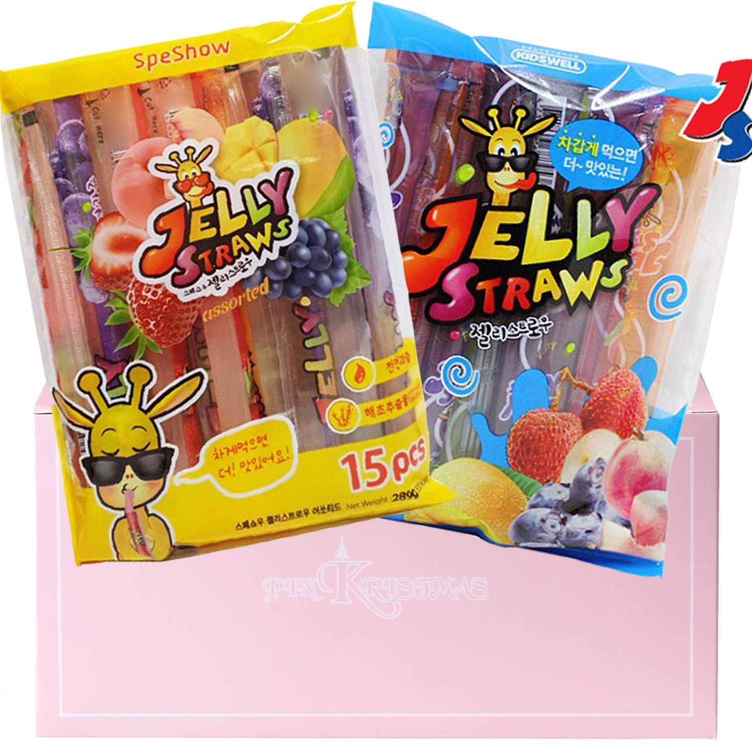 Jelly Straws Pack of 2 in a PINKRISTMAS Gift Box Jelly