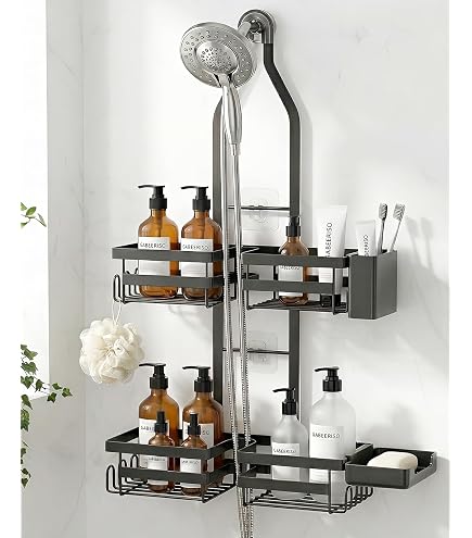 Orimade Serviteur de Douche Etagère avec 5 Crochets pour Salle de Bain Panier Toilette Cuisine Spice Rack Acier Inoxydable SUS304 sans Perçage - 2 Pack Orimade Serviteur de Douche Etagère avec 5 Crochets pour Salle de Bain Panier Toilette Cuisine Spice Rack Acier Inoxydable SUS304 sans Perçage - 2 Pack