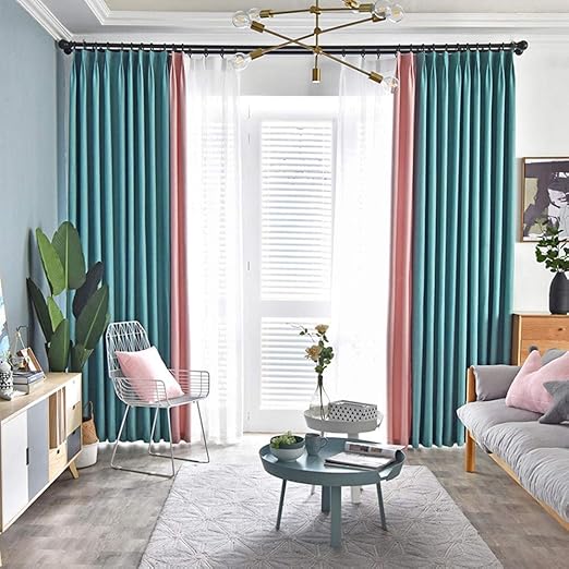 Amazon Com Curtains Shading Living Room Bedroom Color Matching Simple Modern Curtain Fabric Finished Hook B 200 270cm W H 2 Kitchen Dining