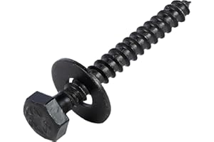 1/4 x 2 (100 Pack) Lag Screw Kit, 100 Screws and 100 Washers, Ceramic Black Ruspert Coating for Exterior Use, Meets ASTM A307 and ASME B18.2.1, Industrial/Commerical Grade by Makers Bolt