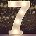 Pooqla Decorative LED Light Up Number Letters, White Plastic Marquee Number Lights Sign Party Wedding Decor Battery Operated (7)