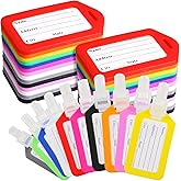 200 Pcs Luggage Tags, 10 Color Plastic Baggage ID Tags Pack Name with Blank Inserts for Suitcases, Backpacks, and Travel Bags Multicolor