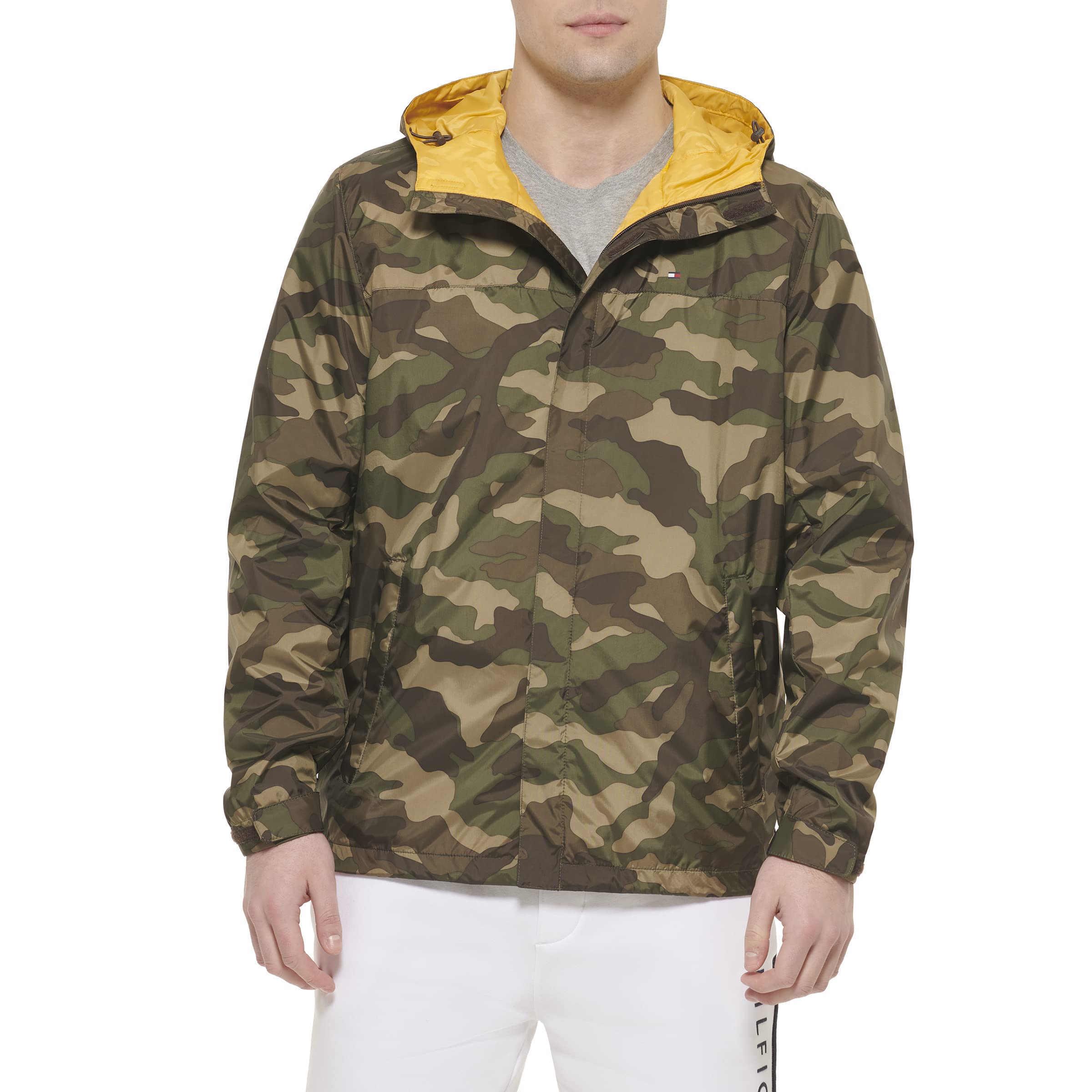 Tommy Hilfiger Men's Lightweight Breathable Waterproof Hooded Jacket, Camouflage, X-Large Image
