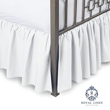 Royal Linen Collection Royal Linen Collection Hotel Quality 800tc Pure Cotton Dust Ruffle Bed Skirt 17 Drop Length 100% Natural Cotton Twin XL Size White Solid