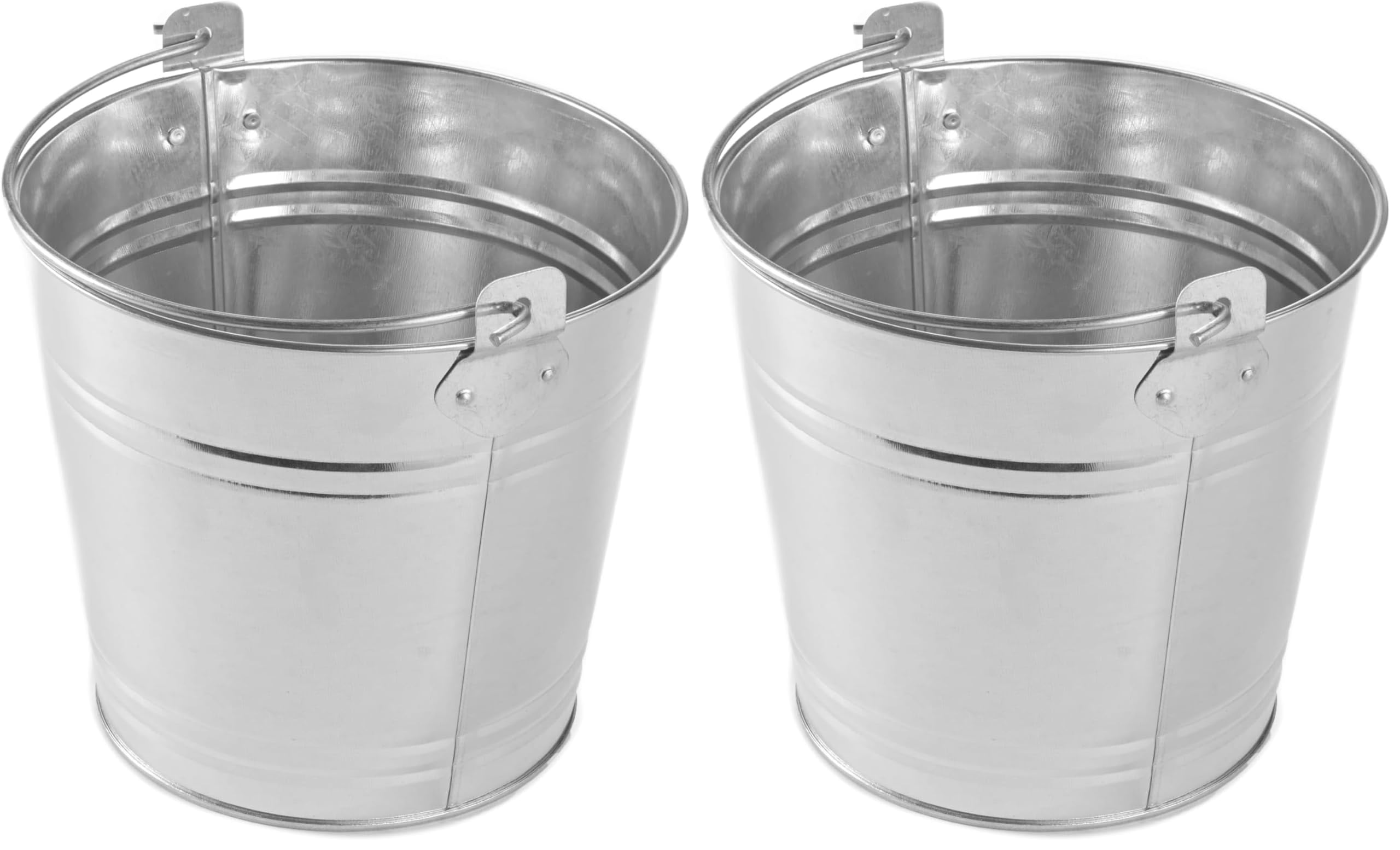 American Metalcraft PTUB87 Natural Galvanized Steel Pail with Handle, 1.16-Gallon, 8" Diameter, Silver (Pack of 2) Image American Metalcraft PTUB87 Natural Galvanized Steel Pail with Handle, 1.16-Gallon, 8" Diameter, Silver (Pack of 2) Image