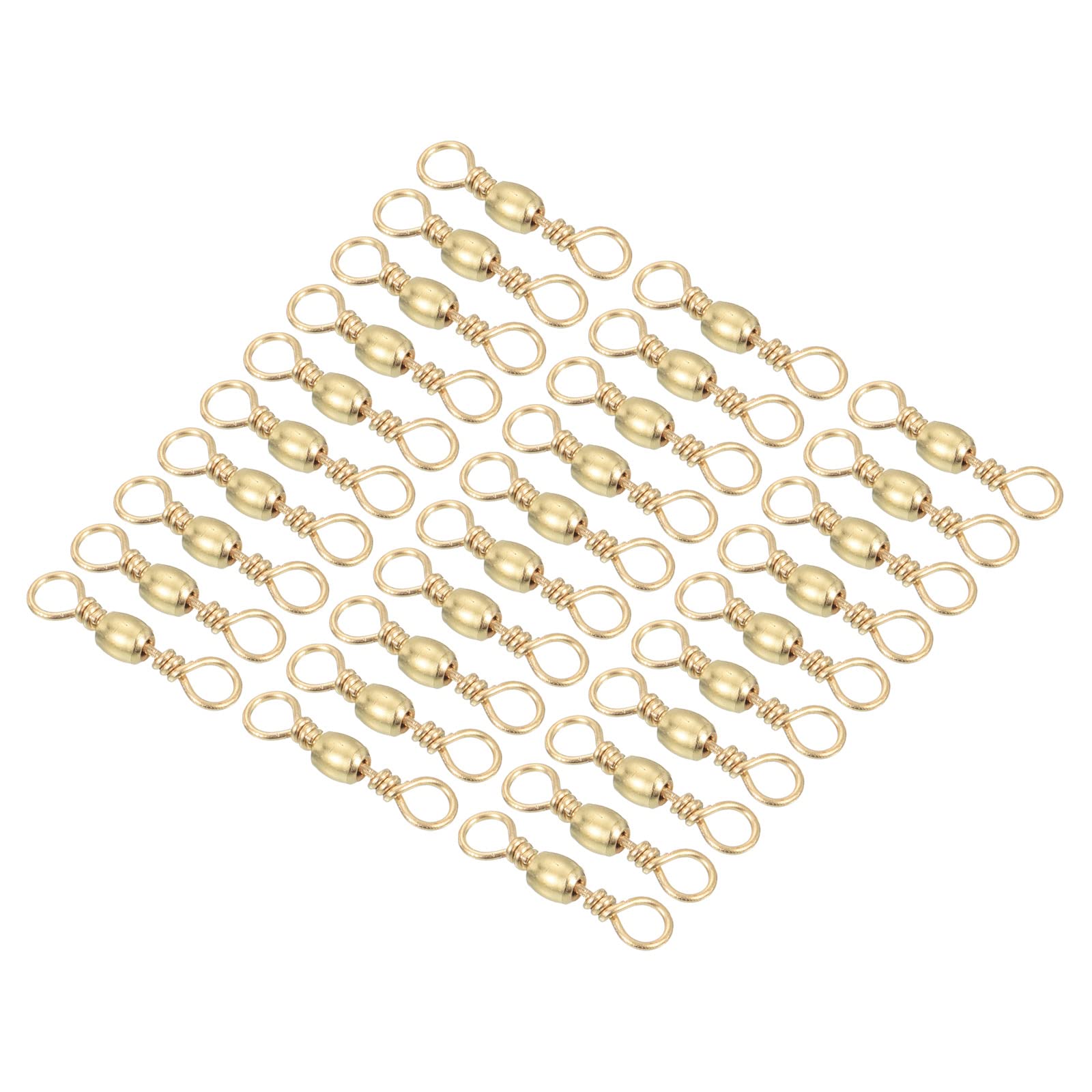 PATIKIL Fishing Barrel Swivel, 30Pcs 33lb Carbon Steel Solid Ring Terminal Tackle, Golden