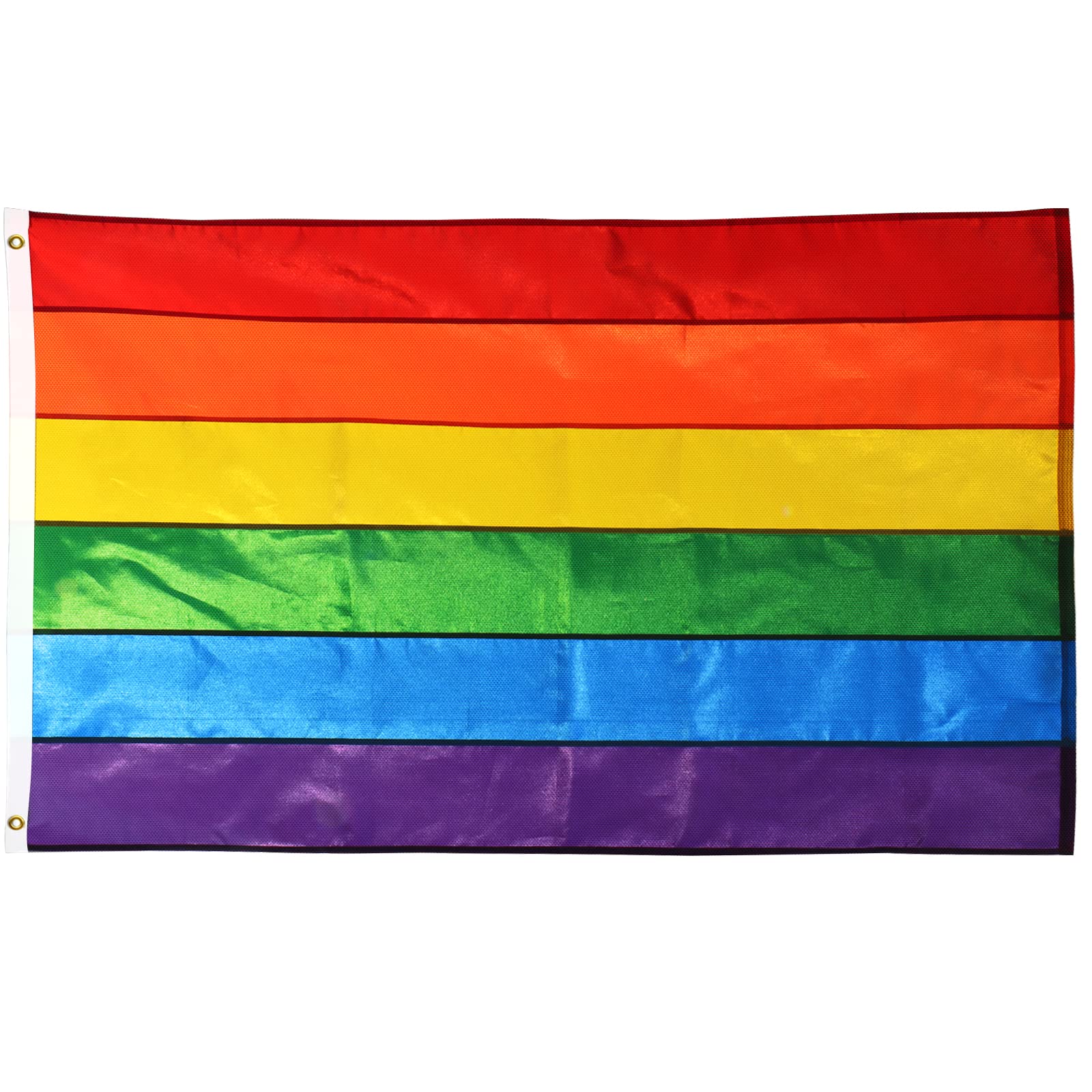 ANLEY EverStrong Series 3x5 Foot Rainbow Flag (Sewn Stripes) Heavy Duty Nylon - 2 Rows of Lock Stitching - LGBT Flags with Brass Grommets 3 X 5 Ft