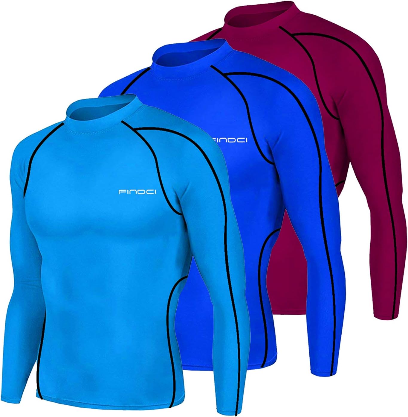 3Pack/Set Men's Compression Shirt Long Sleeve Sports Running Compression T Shirts Quick Dry Breathable