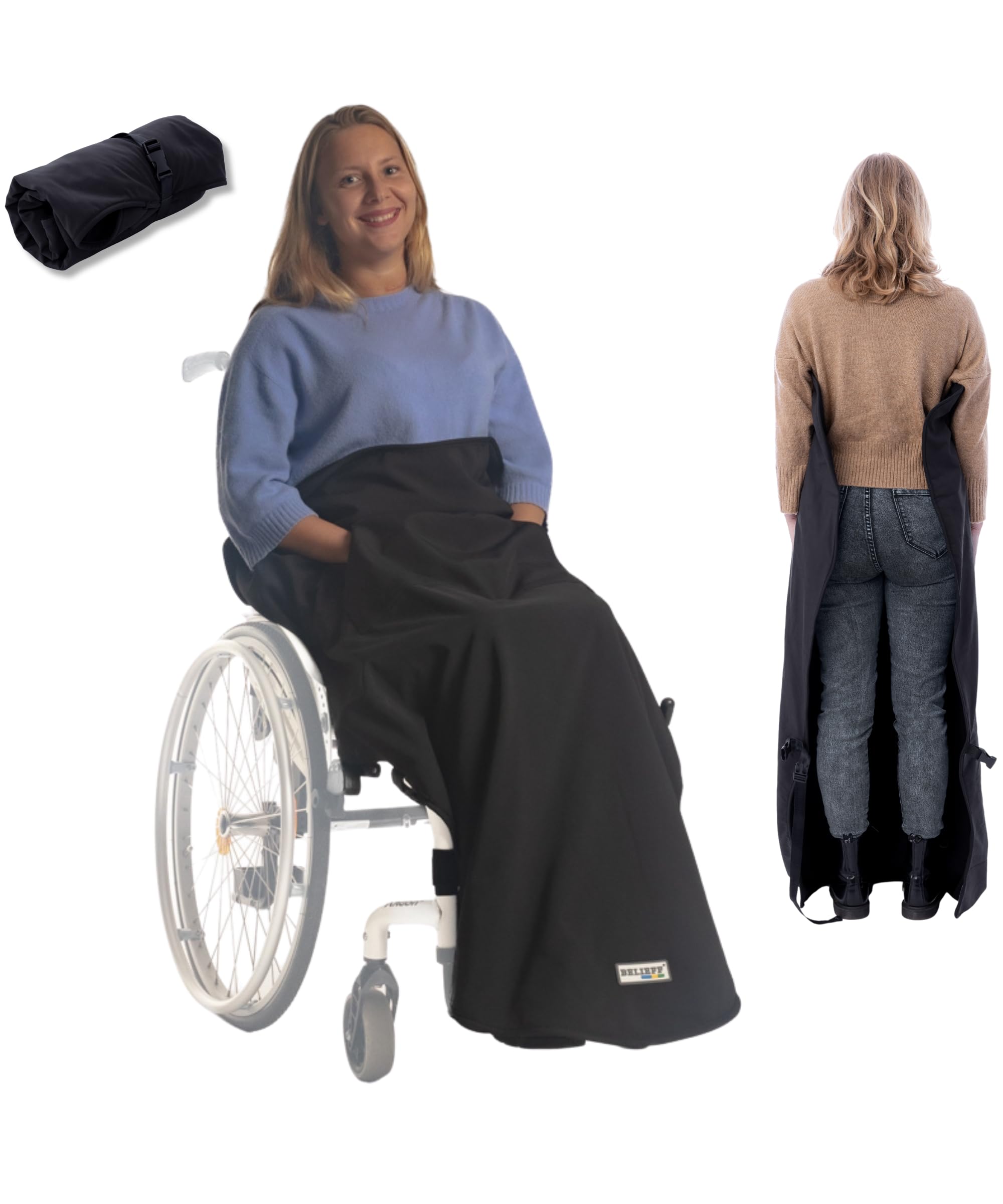 BELIEFF Wheelchair Cover - Wheelchair Blanket - Wheelchair Waterproof Cover - Fleece Lined - Cosy Toes - Footmuff (Large - Open)
