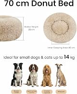 OKPOW Donut Dog Bed Calming Large Washable Plush Round Bed 70cm view 2