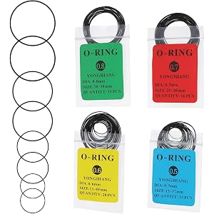 KFHENSMR 80Pcs Watch Gasket O Ring 0.5 0.6 0.7 0.8 mm Rubber Sealing Washer | Replacement O Rings, Waterproof Rubber, for Rep