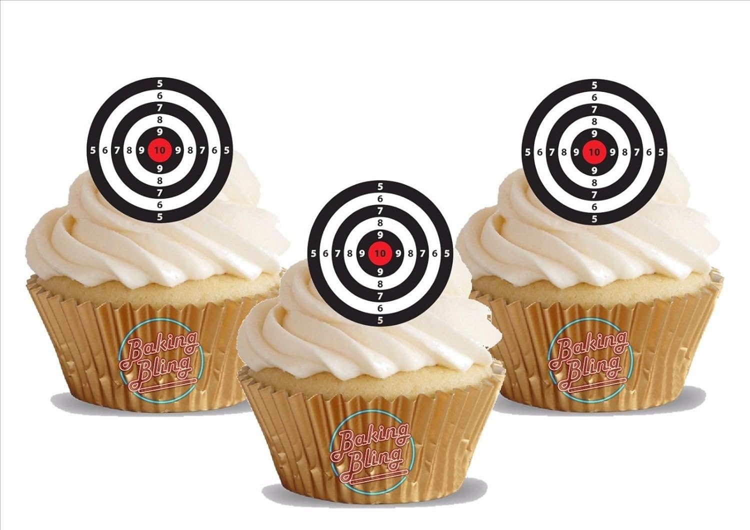 12 Air Rifle Shooting Targets Edible Cake Toppers Decorations Guns