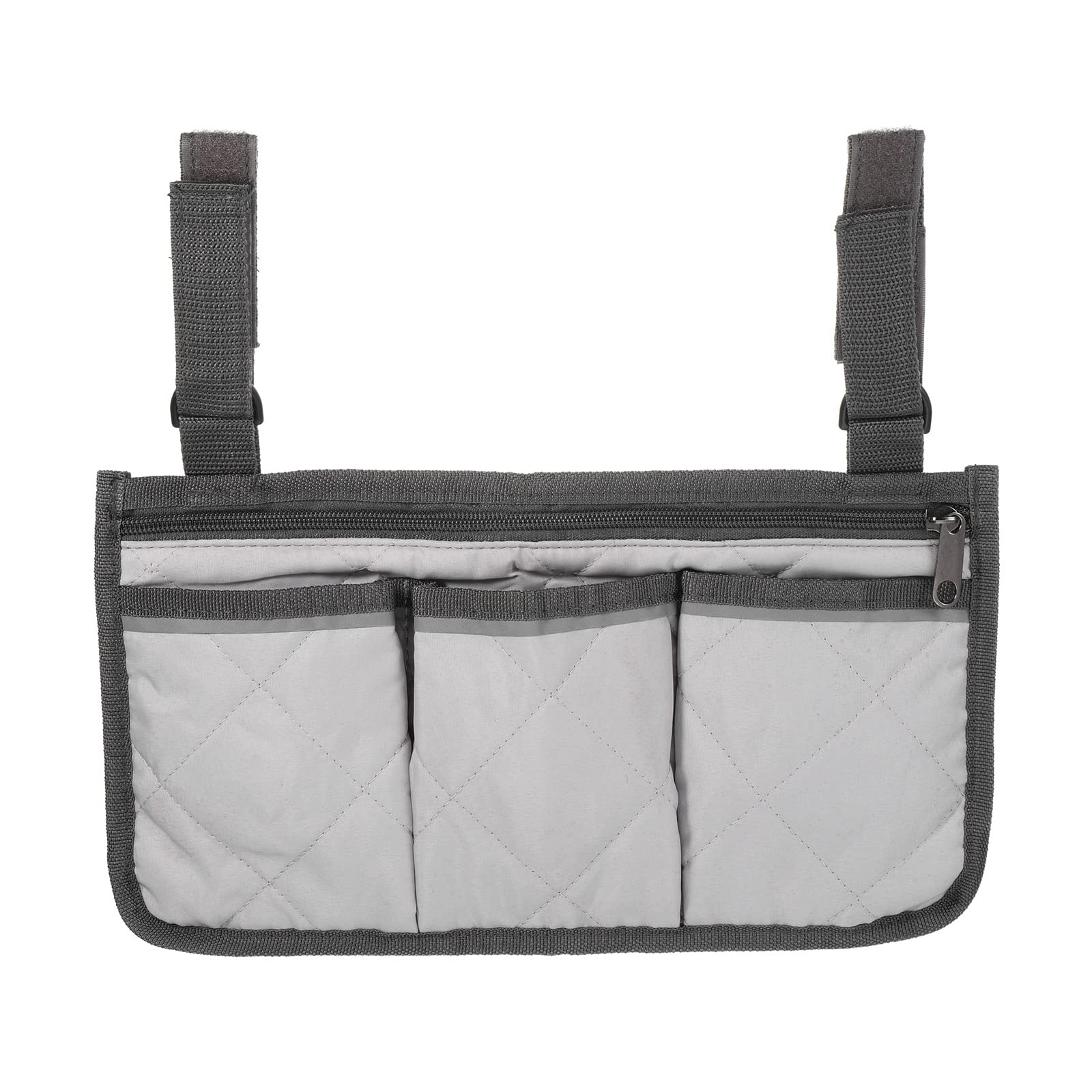 PATIKIL Beach Chair Armrest Bag, Waterproof Beach Chair Hanging Storage Pouch Arm Rest Magazine Snack Bag with 4 Pockets for Camping Outdoors, Grey