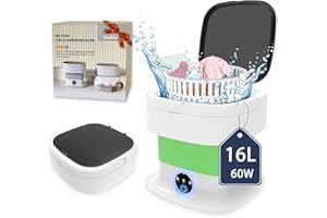 YLTIMER Portable Washing Machine, Mini Washer and Dryer, 16L Folding Lavadora Portatil, 60W Collapsible Small Compact Clothes Laundry with Spin for Underwear, Baby Clothes, Socks（Green)