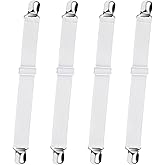 Sopito Sheet Straps, Adjustable Elastic Bed Sheet Holder, 4pcs White | Keep Sheet Firm &amp; Tight, Non-Slip Strong Gripping Sheet Clips, Max Stretch 26.8'' for Crib to King Size Bed, Easy to Install