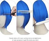 Aomig Short Bob Wig 4 Pack Blue Set with Sunglasses Cap Neon Fancy Dress Cosplay view 5