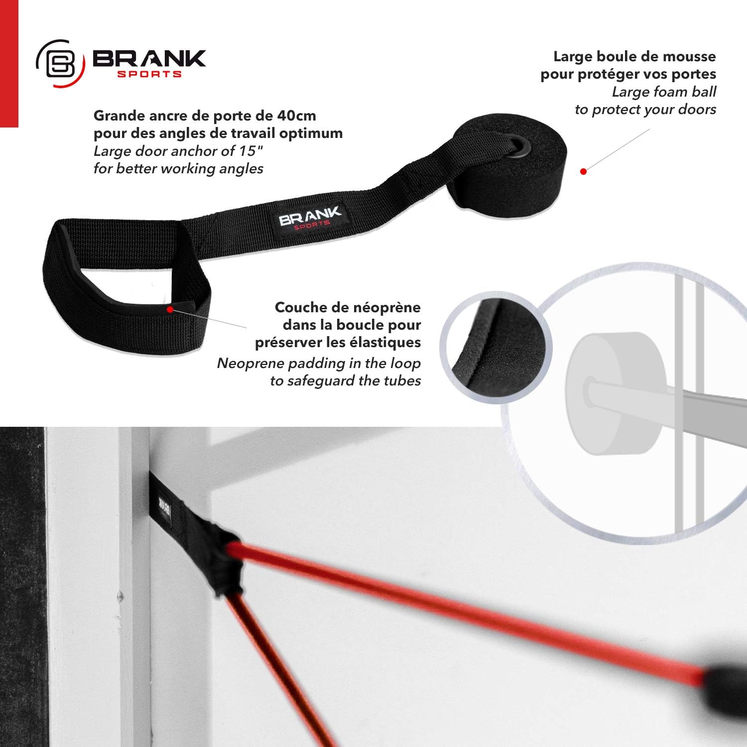 BRANK SPORTS Resistance Bands Set including Handles, Ankle Straps & Door Anchor 13Pcs, 4.5-68 KGs Resistance - Image 5