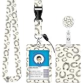 Lanyards for ID Badge Holder for Women Cute, Teacher Lanyard with ID Holder Clip,Retractable Keychain Badge Reel Heavy Duty, Teacher Nurse Work Office Gifts (Horse hoof)