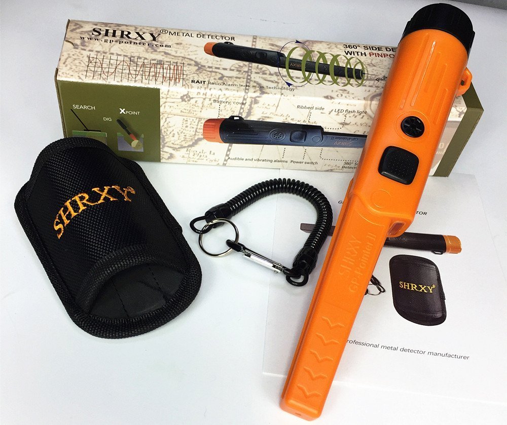 SHRXY Hand Held Metal Detector Pointer Portable Gold find GP-POINTERII waterproof Orange Adjustable Gold Finder with LED light for Low Light Uses โ image 1