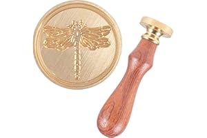 CRASPIRE Dragonfly Wax Seal Stamp Insect Sealing Wax Animal 25mm Retro Wood Stamp with Removable Brass Head for Wedding Envelopes Invitations Bottle Gift Packing