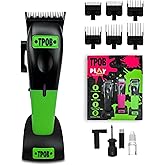 TPOB Play Professional Hair Clippers for Men &mdash; 7500 RPM Barber Clipper with Rubber Grips, Cordless Rechargeable Hair Cutting Kit for Fades, Tapers &amp; Home Haircuts (Black/Green/Pink)