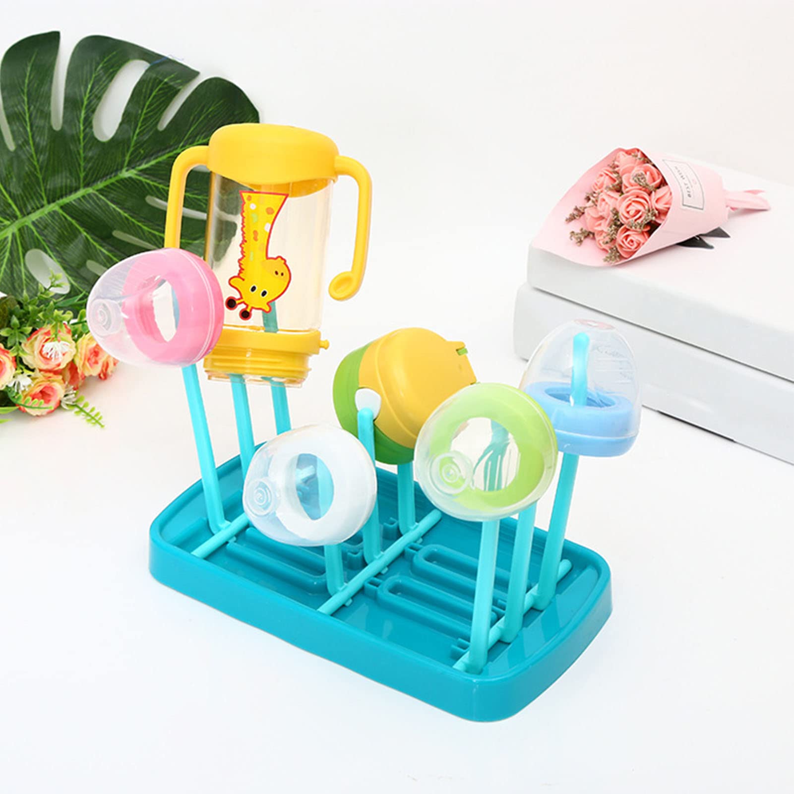 Baby Bottle Drying Rack, Excellent Ventilation PP Detachable Baby Bottle Drainer Rack with Drainer Tray for Home for Pacifier