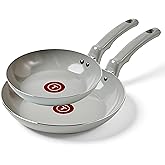 T-Fal Refresh Ceramic Nonstick Frying Pan 2-Pc Set, 8" & 10", Oven Broiler Safe up to 350°F Cookware, Ceramic Frying Pan Skillet, Pots & Pans, Grey