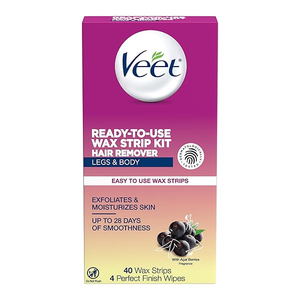 VEET VEET LEG AND BODY HAIR REMOVER COLD WAX STRIPS, 40 COUNT, 40 OZ