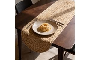 Craft Trade Natural Jute Table Runner for Dining Table Farmhouse Vintage Boho Kitchen Dining Table Runners - 13x36 Inch Oval