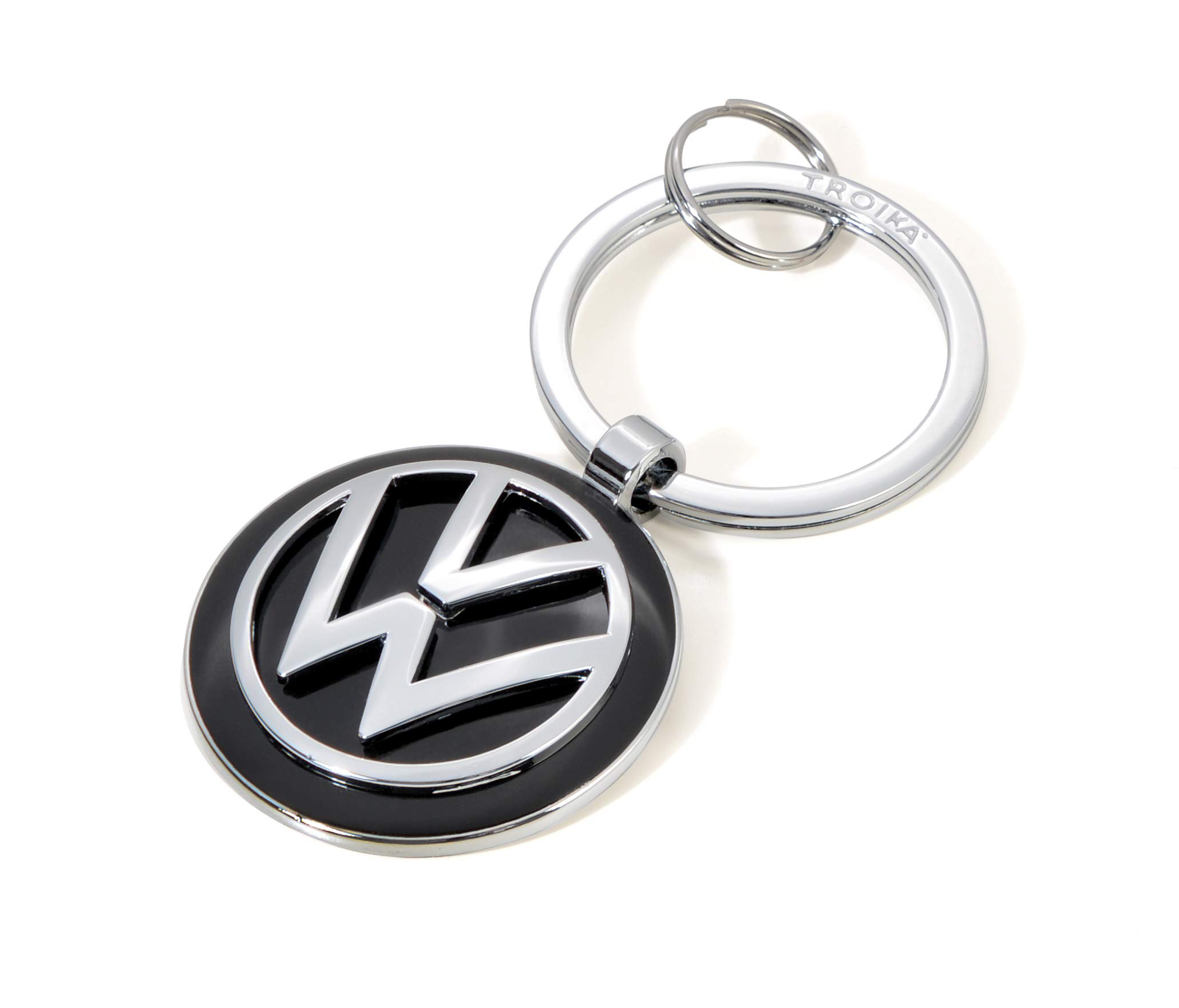 Troika Key Ring KR16-05/VW VW Emblem 1 Key Ring Official Licensed by Volkswagen Glossy Metal Cast Metal Original