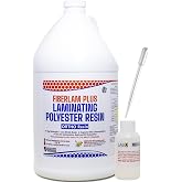 FIBERLAM Plus 1-10G Polyester Resin 1-10 Gallon +MEKP Hardener; Low Viscosity Coating for Laminating Fiberglass mat/Biaxle/Cloth; Boat/RV/Automotive/Canoe/Surfboard| Extended TACK Time (1 Gallon)