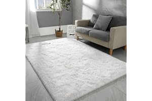 Hutha 4x6 Large Area Rugs for Living Room, Super Soft Fluffy Modern Bedroom Rug, Cream White Indoor Shag Fuzzy Carpets for Girls Kids Nursery Room Home Decor