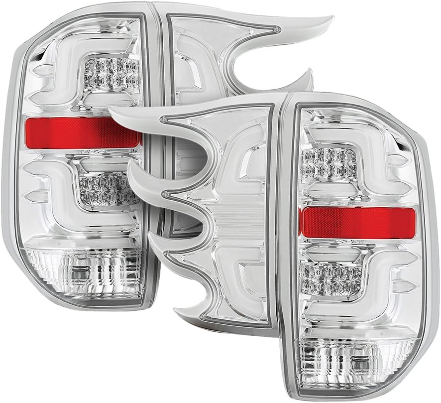 Torcia Auto Compatible With Toyota Tundra 14 15 16 LED Tail lights Cruising Edition, Clear Lens & Chrome Housing (TYPE C)