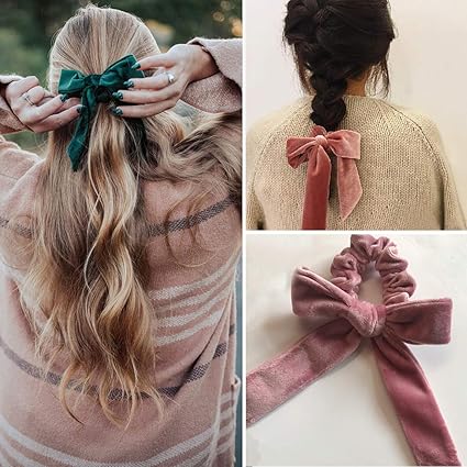 Amazon Com 6pcs Hair Scrunchies Bowknot Velvet Elastics Hair