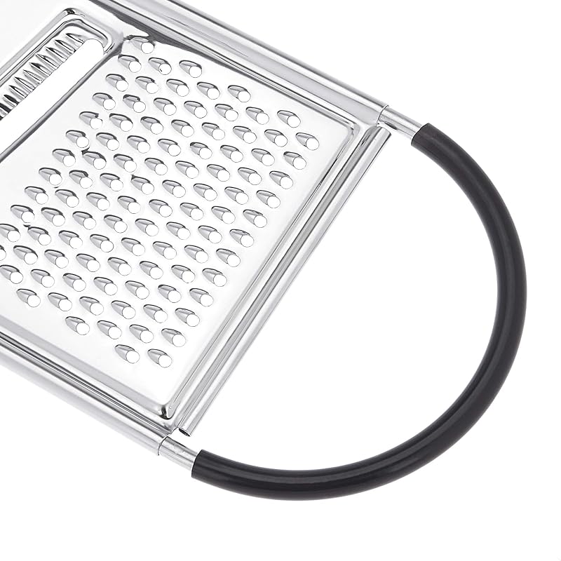 Râpe plate rectangulaire en acier inoxydable avec poignée et base antidérapantes, passe au lave-vaisselle, Noir
