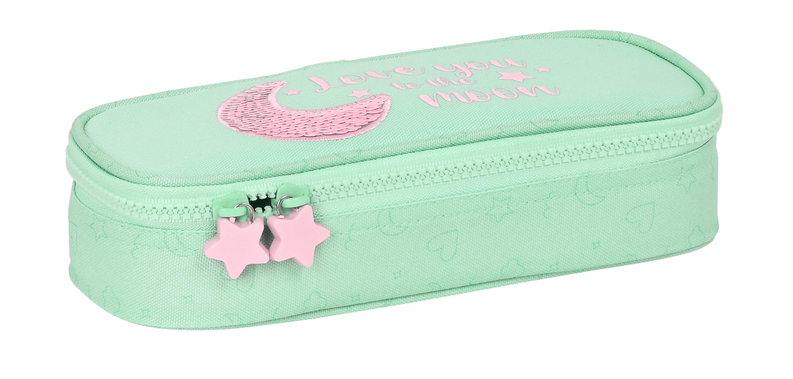 Safta BLACKFIT8 Moon – Children's Pencil Case, Recyclable Fabric, Children's Pencil Case, Ideal for School Age Children, Comfortable and Versatile, Quality and Resistance, 22 x 8 x 5 cm, Green, green,