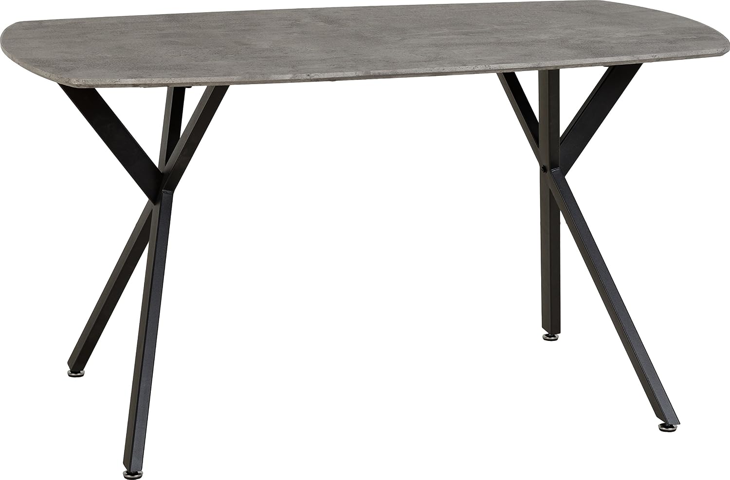Seconique Athens Rectangular Dining Table in Concrete Effect, Concrete Effect/Black, W 140cm x D 80cm x H 75cm