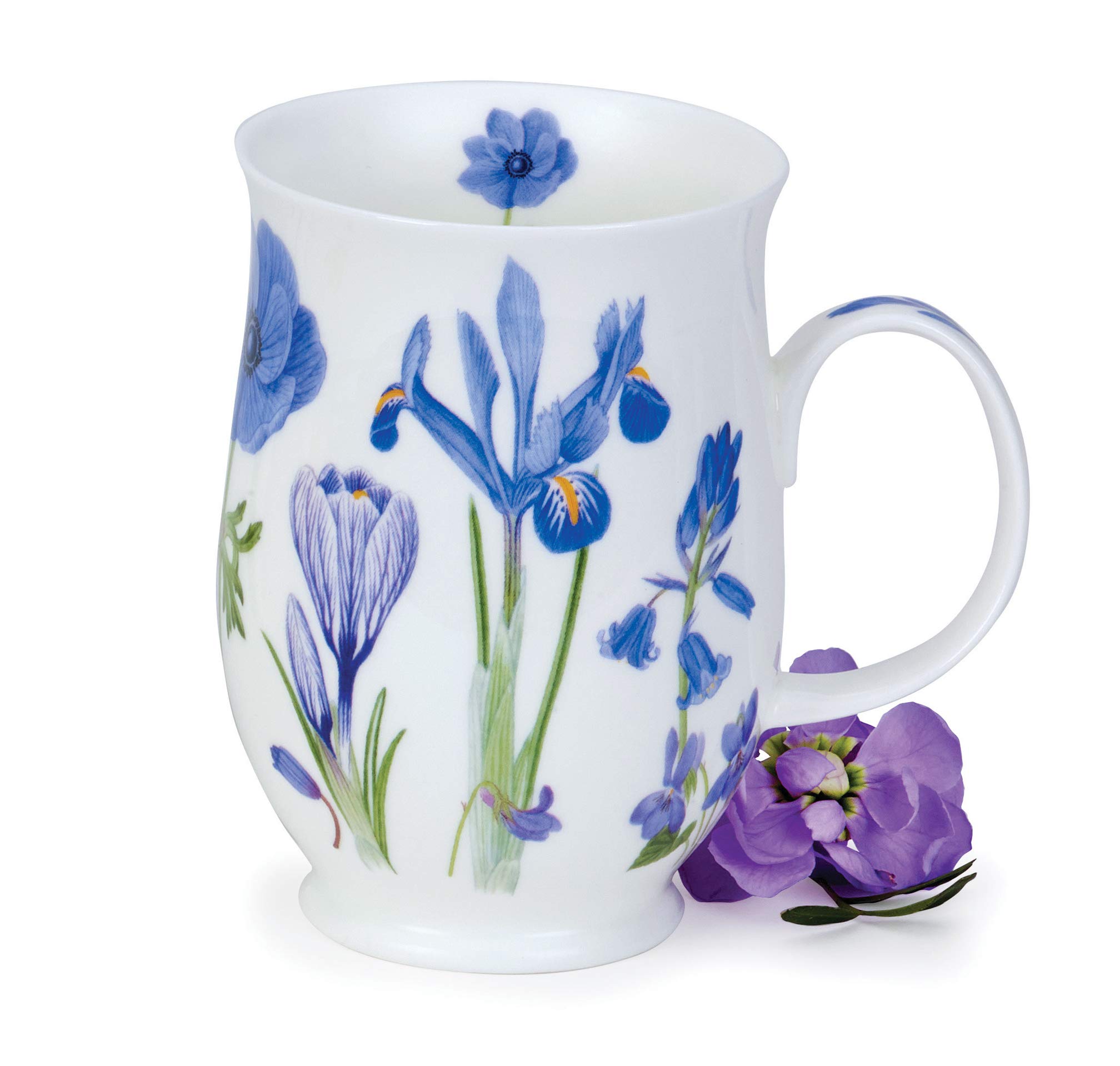 Dunoon Fine Bone China Mug - Sonata Floral Collection - Made in England (Blue)
